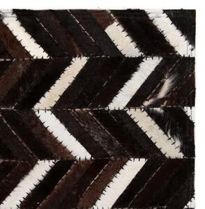 Koberec patchwork pravá kůže 80x150 cm chevron černobílý