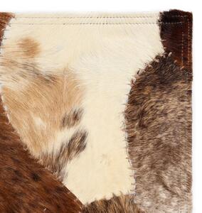 Koberec patchwork pravá kůže 80x150 cm z kousků hnědobílý