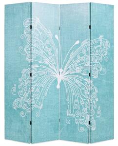 Skládací paraván 160 x 170 cm motýl modrý