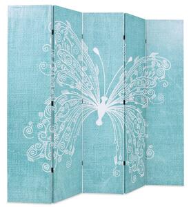 Skládací paraván 200 x 170 cm motýl modrý