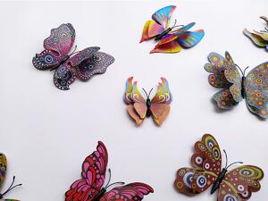 3D motýli s dvojitými křídly mix 12 ks 5 až 12 cm