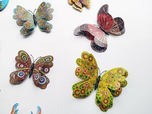 3D motýli s dvojitými křídly mix 12 ks 5 až 12 cm