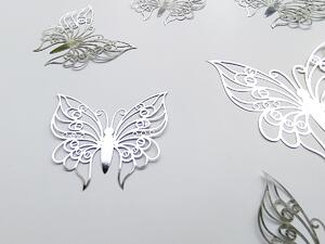 Luxusní 3D motýli na zeď stříbrní IV 8 až 12 cm