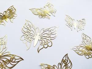 Luxusní 3D motýli na zeď zlatí IV 8 až 12 cm