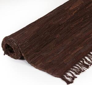 Ručně tkaný koberec Chindi kůže 160 x 230 cm hnědý