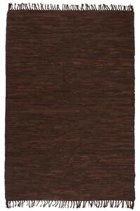Ručně tkaný koberec Chindi kůže 80 x 160 cm hnědý