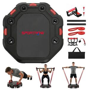 SPORTNOW 7v1 nastavitelý board na kliky s odporovými pásy, kolečky a kotvou do dveří — skládací multifunkční domácí posilovna | Aosom