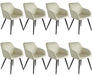 Tectake 404768 8 židle marilyn stoff - krémová/černá
