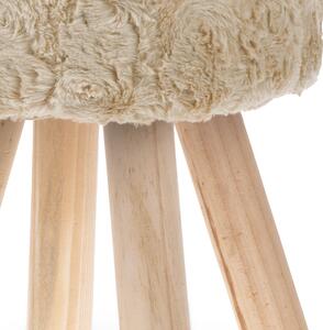 Taburet, béžová látka, dřevěné nohy LA2006-CREAM
