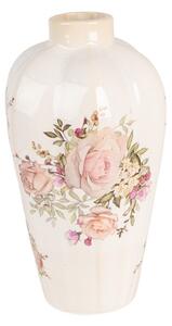 Keramická béžovorůžová váza s růžemi Rosien S – 17x30 cm