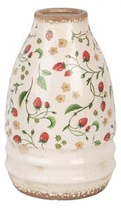 Kónická keramická váza s dekorem jahod Bertjan / Wild Strawberries M – 21x32 cm
