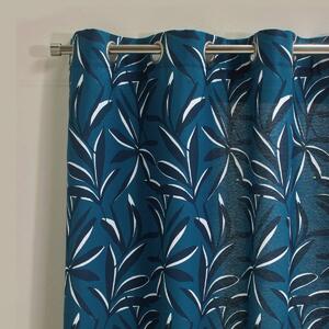 Závěsy s potiskem listů modrá 135x260 cm