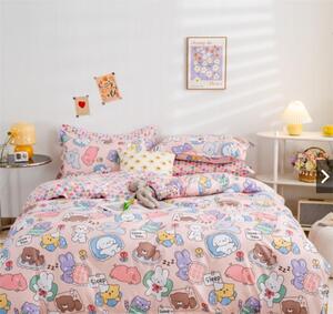 Bavlissimo 2-dílné dětské povlečení z bavlny růžové s zvířátky 100x140 cm na jednu postel