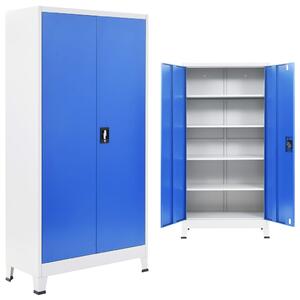 Kancelářská skříň 90 x 40 x 180 cm šedo-modrá