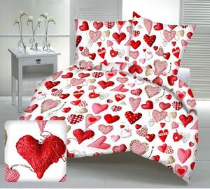Ložní povlečení 100% bavlna Valentýnky na bílém M46, 140x200/70x90 cm