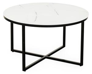 Hector Skleněný konferenční stolek imitující mramor Lunno 80 cm černobílý