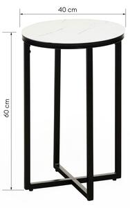 Hector Mramorový odkládací stolek Lunno 40 cm černobílý