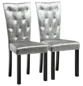Jídelní židle 2 ks stříbrné samet