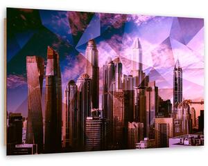 Obraz Geometrické město - fialová Velikost: 120 x 80 cm, Provedení: Obraz na plátně