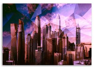 Obraz Geometrické město - fialová Velikost: 120 x 80 cm, Provedení: Obraz na plátně