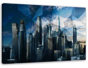 Obraz na plátně Geometrické město - modrá Rozměry: 60 x 40 cm