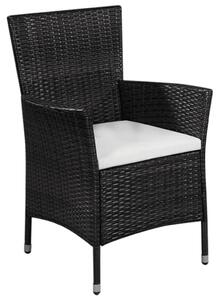 Zahradní židle a stolička s poduškami polyratan černé