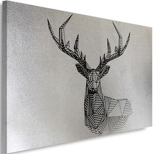 Obraz na plátně Stříbrná geometrická hlava jelena Velikost: 60 x 40 cm, Provedení: Obraz na plátně