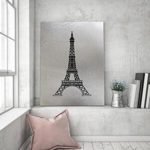 Obraz na plátně Stříbrná Eiffelova věž ve stříbrné a šedé barvě Rozměry: 40 x 60 cm