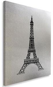 Gario Obraz na plátně Stříbrná Eiffelova věž ve stříbrné a šedé barvě Velikost: 40 x 60 cm, Provedení: Obraz na plátně