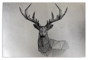 Obraz na plátně Stříbrná geometrická hlava jelena Rozměry: 60 x 40 cm