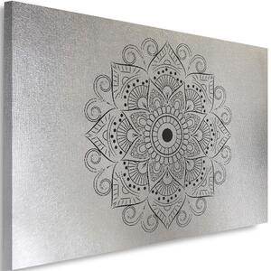 Obraz na plátně Stříbrný geometrický motiv mandaly Velikost: 60 x 40 cm, Provedení: Obraz na plátně