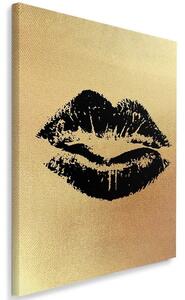 Obraz na plátně Zlatá vášnivá ústa Velikost: 40 x 60 cm, Provedení: Obraz na plátně