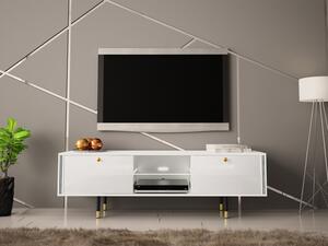 TV stolek 160 Wiastan 01 s LED, Barva dřeva: bílá/bílý lesk Mirjan24 5903211195631