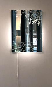 Designové pískované zrcadlo s podsvícením - 80 x 60 - Ve třpytu kapek deště