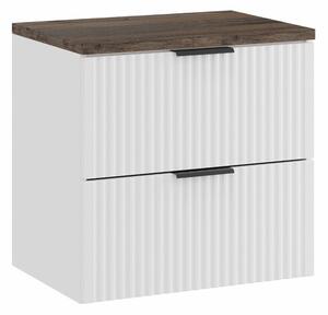 Comad Závěsná skříňka pod umyvadlo Casad s deskou 60 cm bílá/dub santa fe vintage