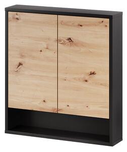 Szynaka Závěsná horní koupelnová skříňka Mossa 72 60 cm dub Artisan/černá