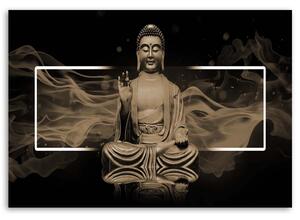 Obraz na plátně Meditující postava Buddhy - béžový Rozměry: 60 x 40 cm