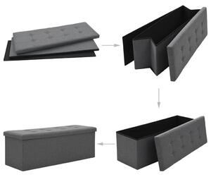 Skládací úložná lavice umělý len 110 x 38 x 38 cm tmavě šedá
