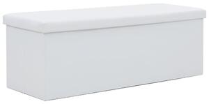 Skládací úložná lavice z umělé kůže 110 x 38 x 38 cm bílá