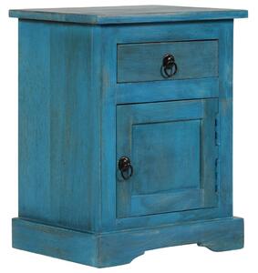 Noční stolek z masivního mangovníkového dřeva 40x30x50 cm modrý
