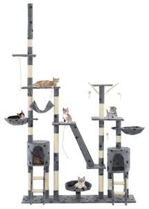 Škrabadlo pro kočky sisalové sloupky 230-250 cm šedé s tlapkami