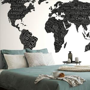 Samolepící tapeta černobílá mapa světa