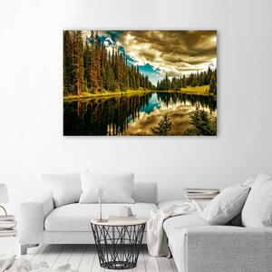Obraz na plátně Les u horského jezera Rozměry: 60 x 40 cm