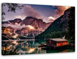 Obraz na plátně Chata na horském jezeře Rozměry: 60 x 40 cm