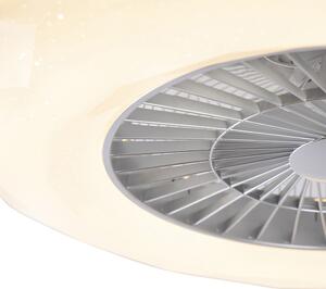 Stropní ventilátor stříbrný vč. LED s hvězdicovým efektem stmívatelný - Clima