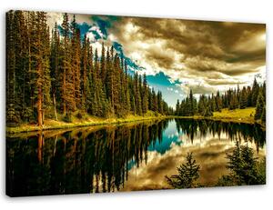 Obraz na plátně Les u horského jezera Rozměry: 60 x 40 cm