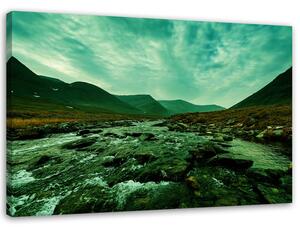 Obraz na plátně Spěchající řeka v zelené barvě Rozměry: 60 x 40 cm