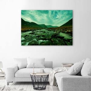 Obraz na plátně Spěchající řeka v zelené barvě Rozměry: 60 x 40 cm