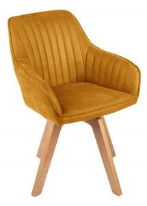 Designová sametová židle otočná žlutá - Lorius II Invicta Interior