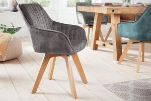 Designová sametová židle otočná šedá - Lorius Invicta Interior